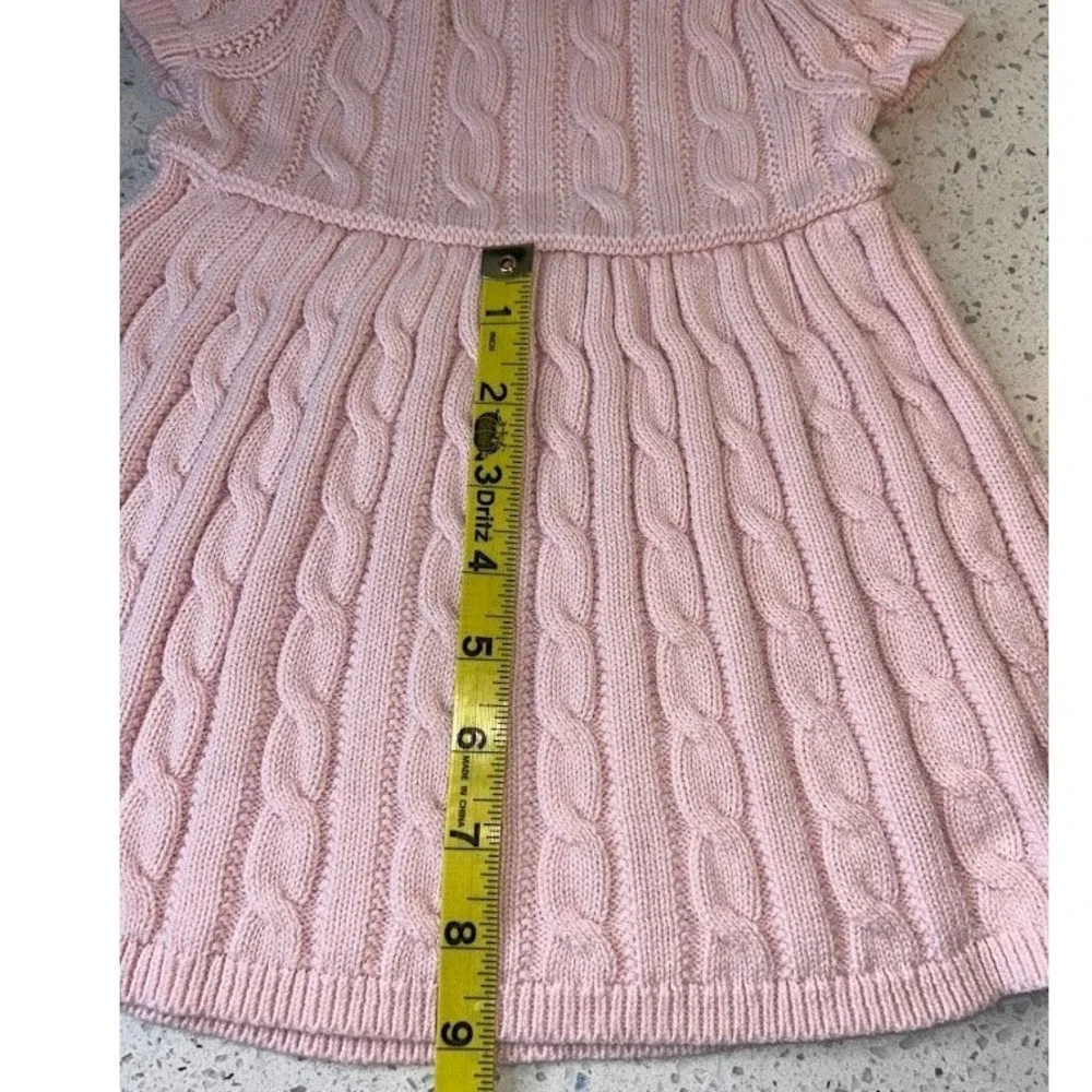 Ralph Lauren Baby‎ Girls Pink Cable Knit Sweater Dress Short Sleeve 6M Pony Logo